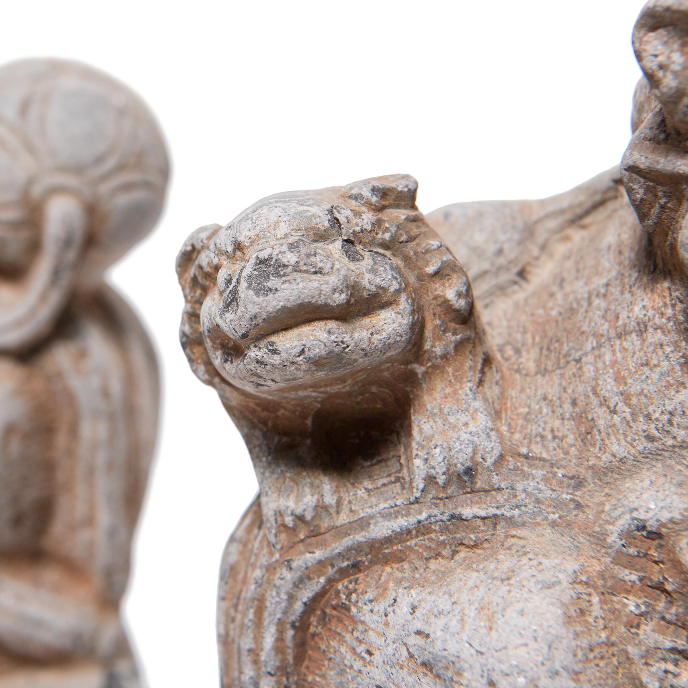 Pair of Chinese Stone Fu Lion Charms 2