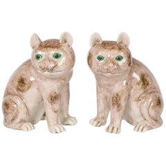 Pair of Chinese Stoneware Cats Qing Dynasty 19th Century