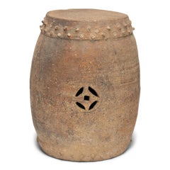 Pair of Chinese Studded Terracotta Drums, c. 1900