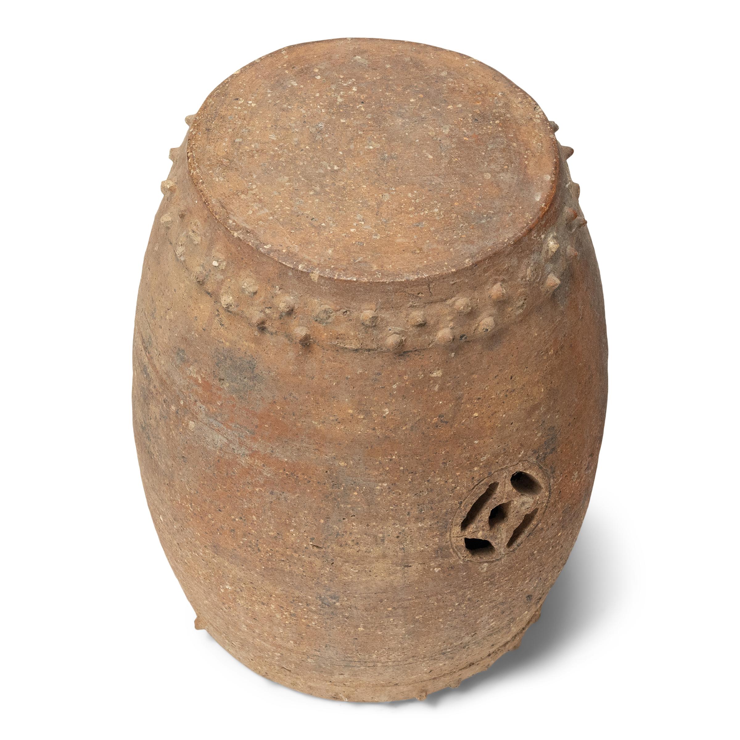 Pair of Chinese Studded Terracotta Drums, c. 1900 In Good Condition In Chicago, IL