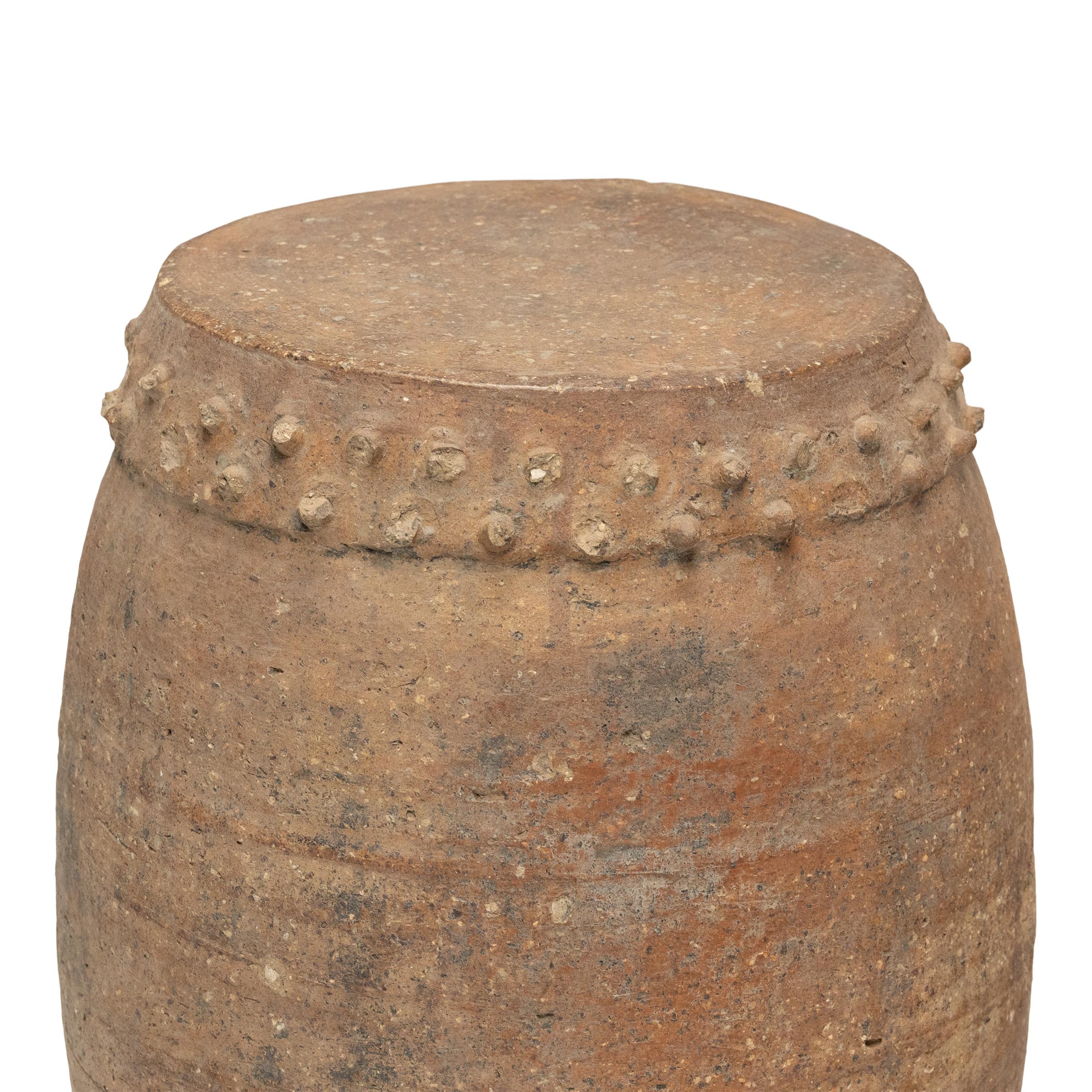 20th Century Pair of Chinese Studded Terracotta Drums, c. 1900