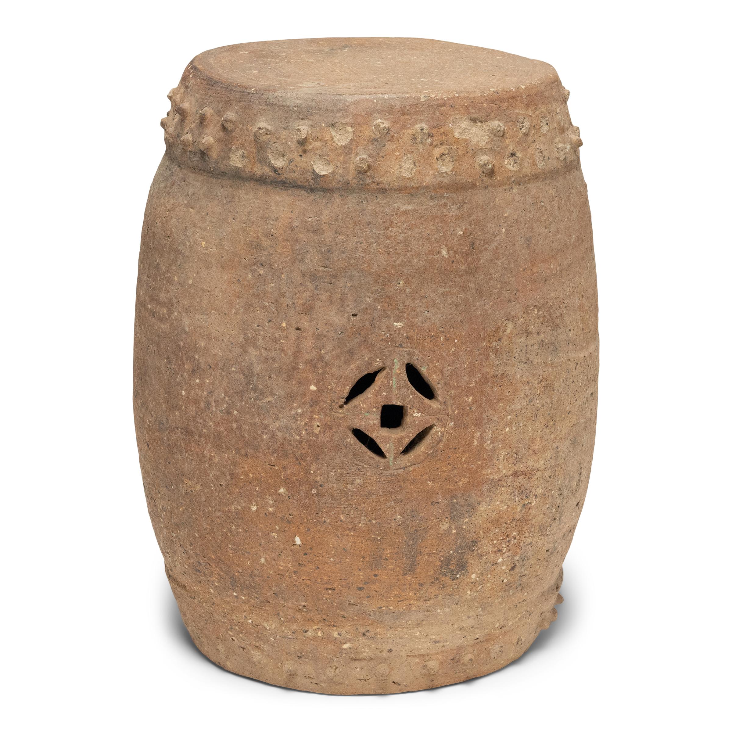 Pair of Chinese Studded Terracotta Drums, c. 1900 1