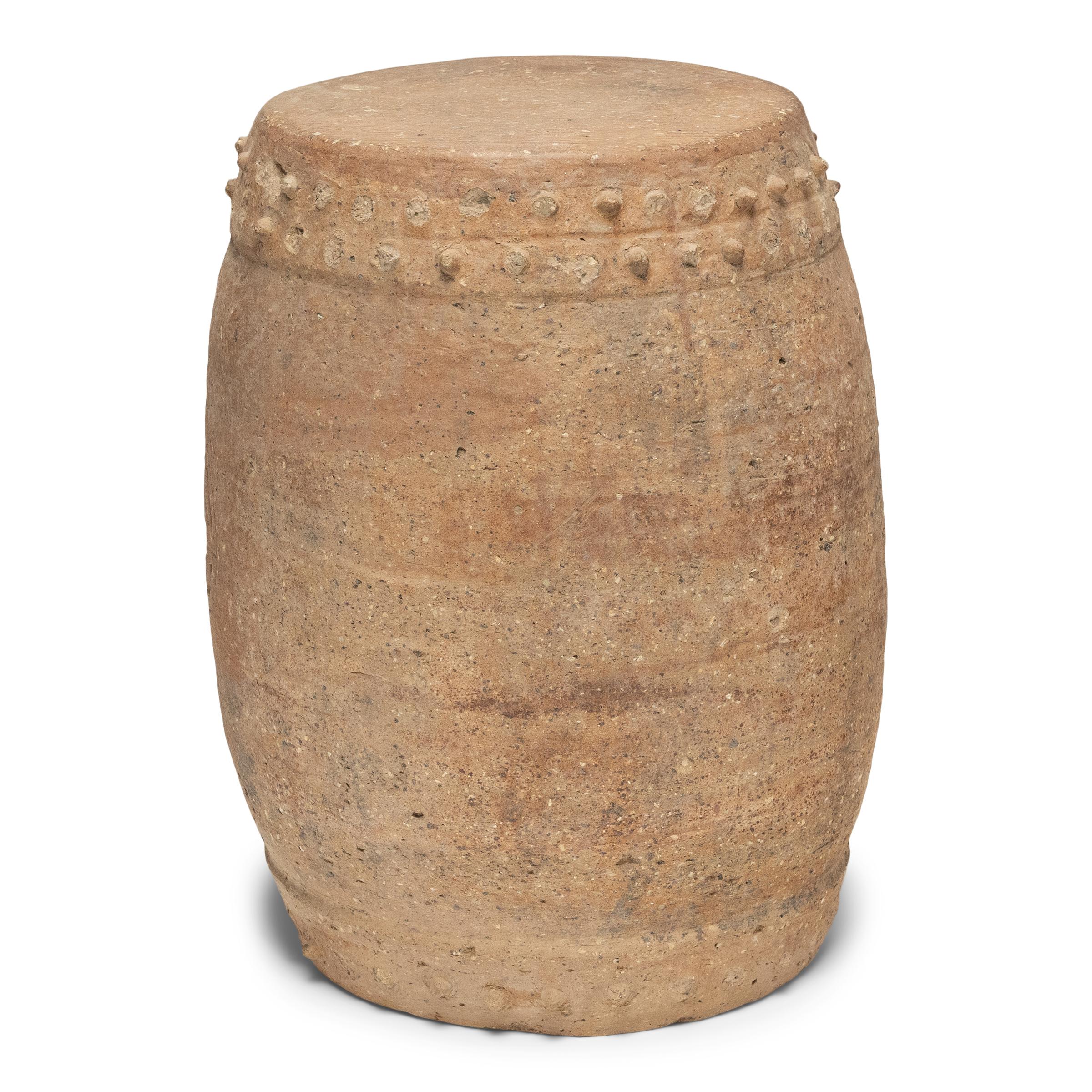 Pair of Chinese Studded Terracotta Drums, c. 1900 2