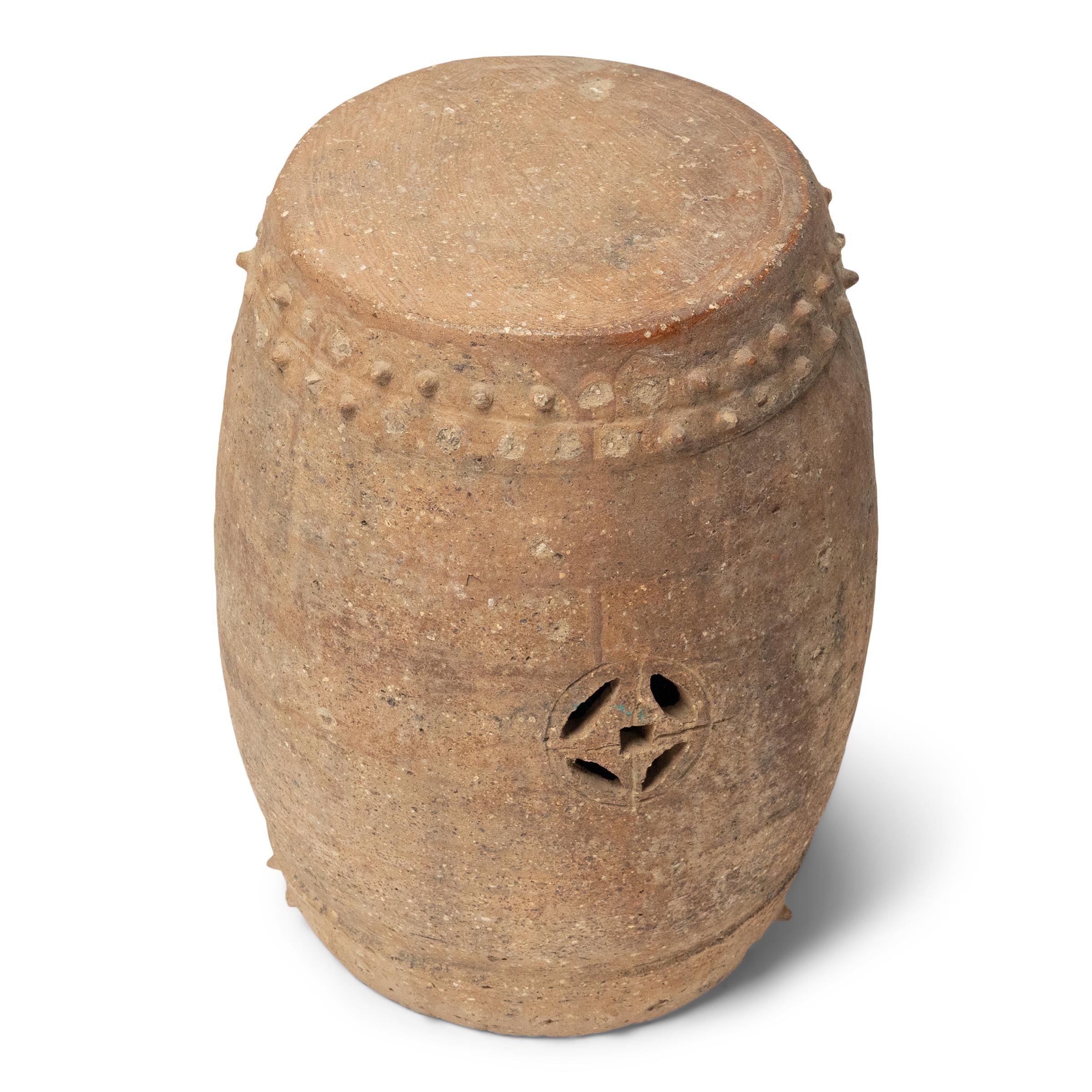 Pair of Chinese Studded Terracotta Drums, c. 1900 3