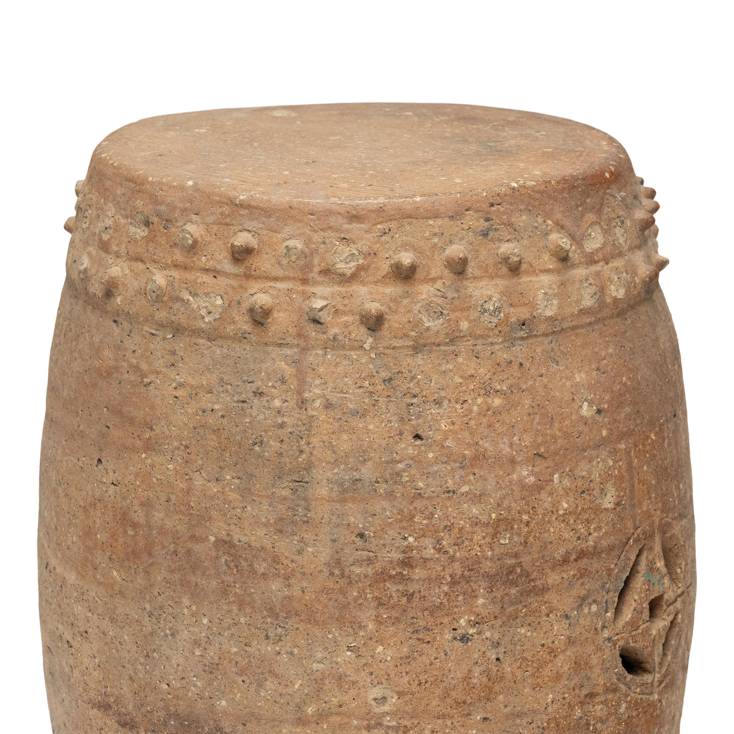 Pair of Chinese Studded Terracotta Drums, c. 1900 4
