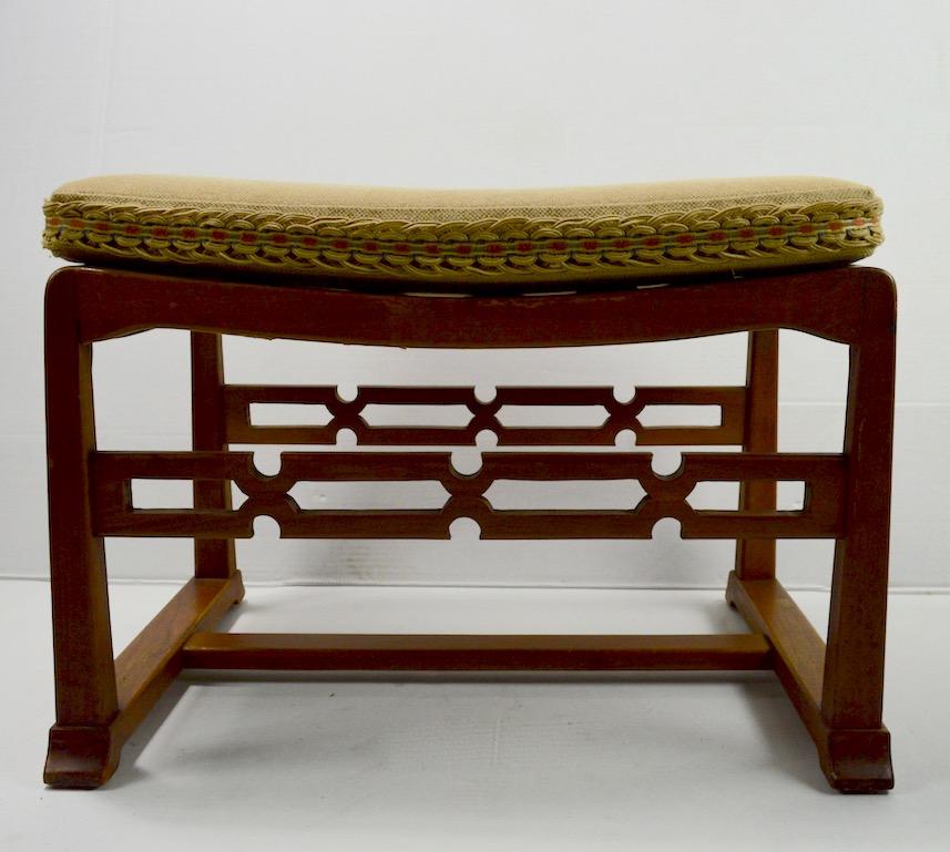 Hollywood Regency Pair of Chinese Style Asia Modern Stool, Bench, Footrest, Ottomans