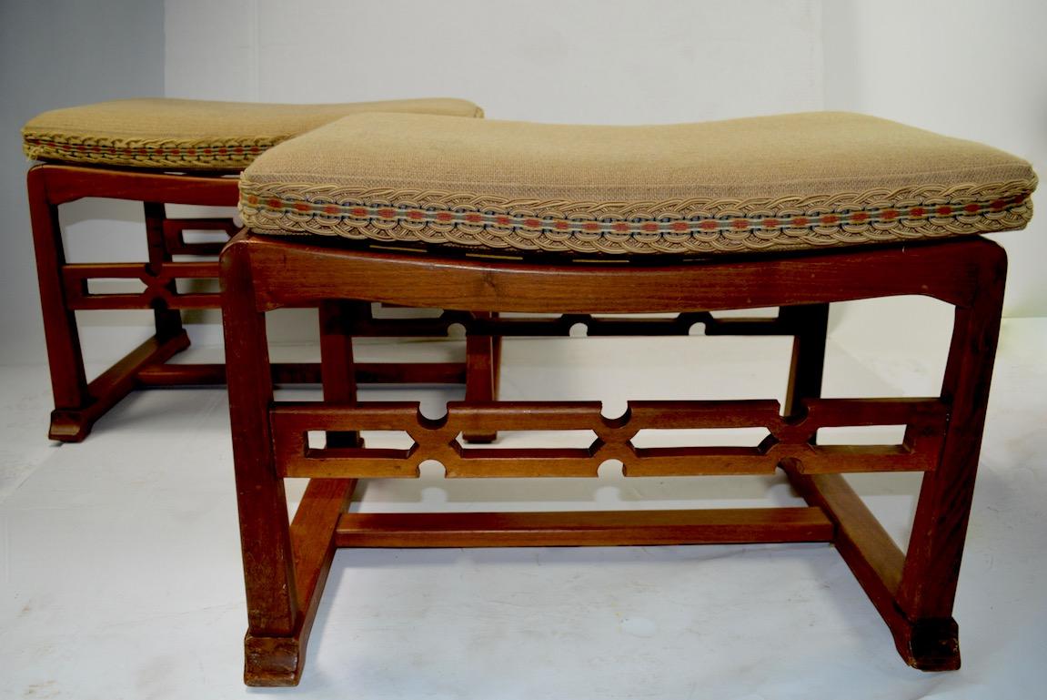 20th Century Pair of Chinese Style Asia Modern Stool, Bench, Footrest, Ottomans