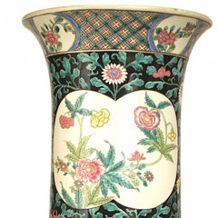 Pair of Chinese Style Black and White Floral Vases