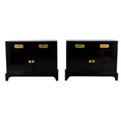 Pair of Chinese Style Black Lacquered Buffets, 1950s