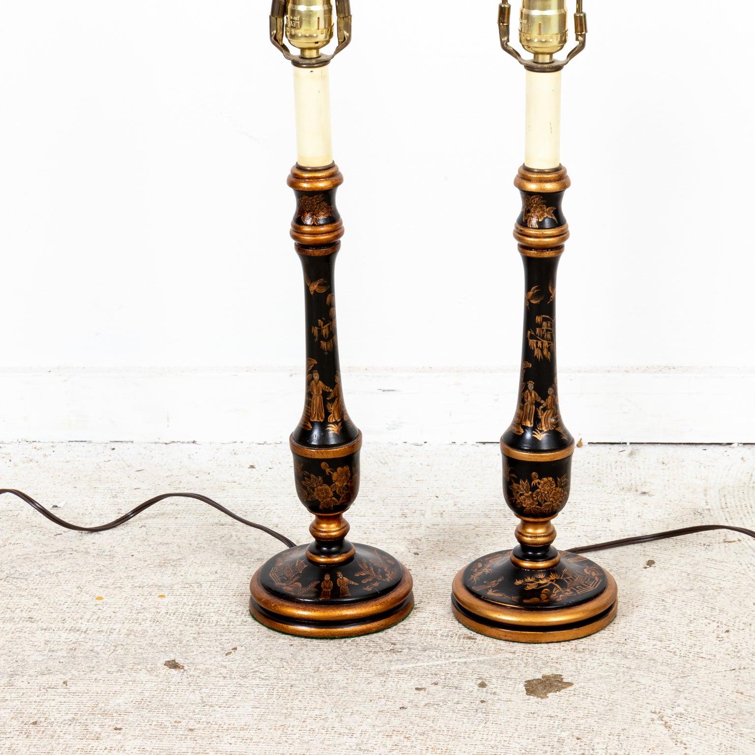 Unknown Pair of Chinese Style Candlestick Lamps For Sale