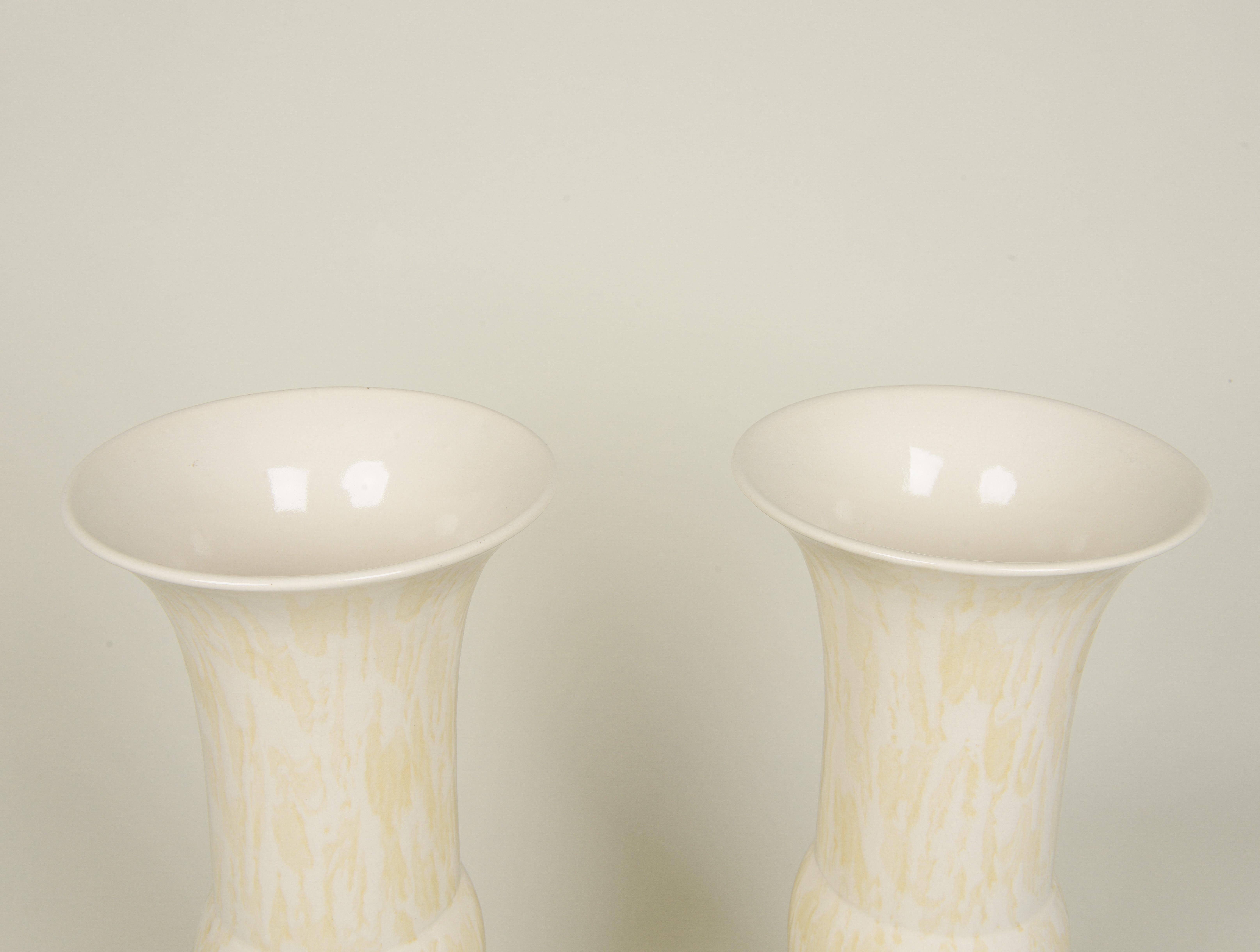 Pair of Chinese Style Ceramic Beaker Vases In Excellent Condition For Sale In New York, NY