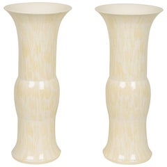 Pair of Chinese Style Ceramic Beaker Vases