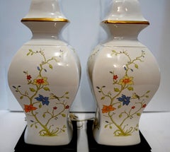 Pair of Chinese Style Enameled Gilt Porcelain Temple Jar Lamps