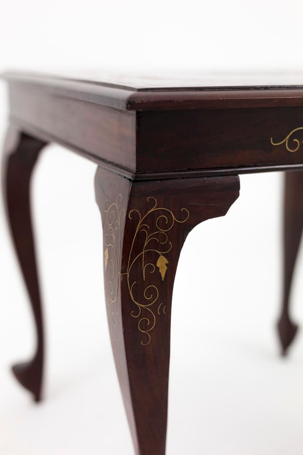 Pair of Chinese Style End Tables in Mahogany and Gilt Brass, Early 20th Century 5