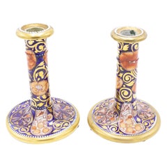 Pair of Chinese Style Imari Porcelain Candlesticks