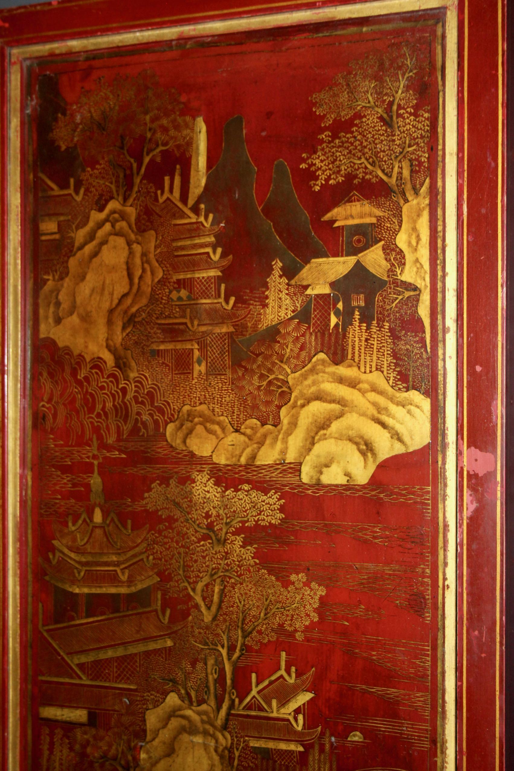 Pair of Chinese style painted coral color with motif under the glass For Sale 7
