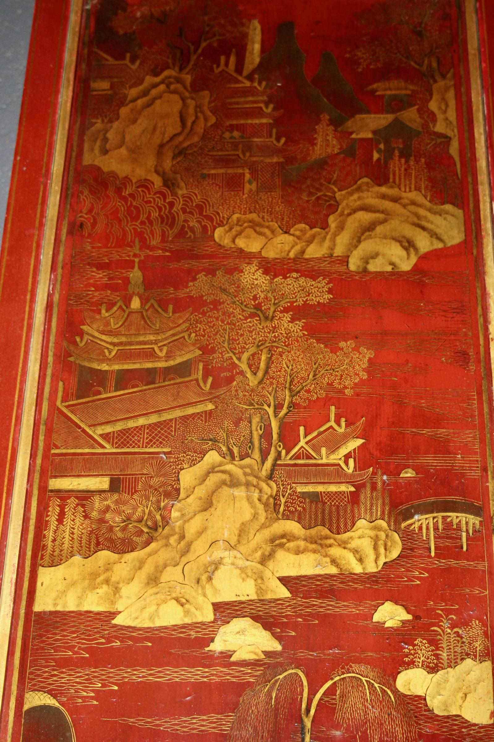 Mid-20th Century Pair of Chinese style painted coral color with motif under the glass For Sale