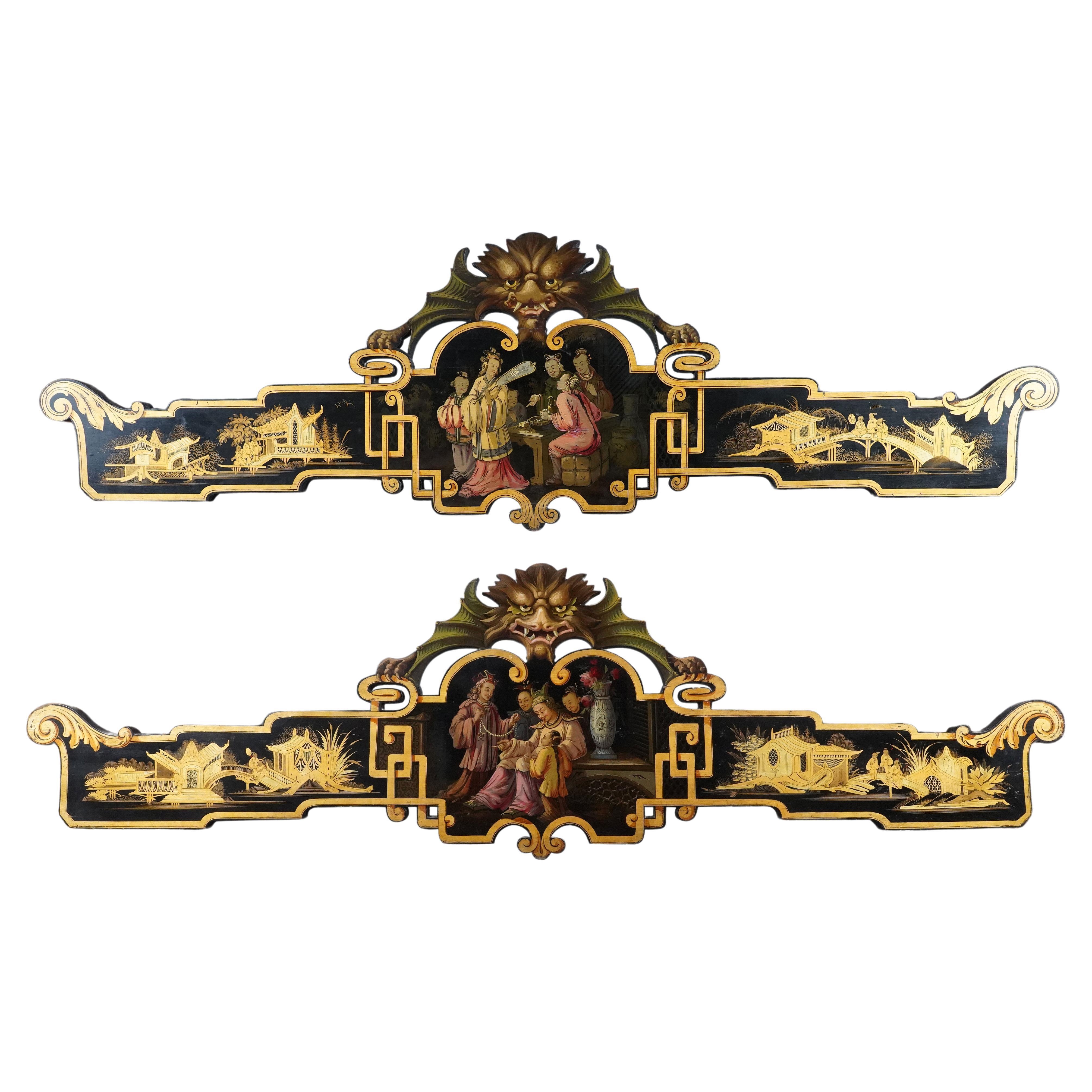 Pair of "Chinoiserie" Pelmets, France, circa 1870 For Sale