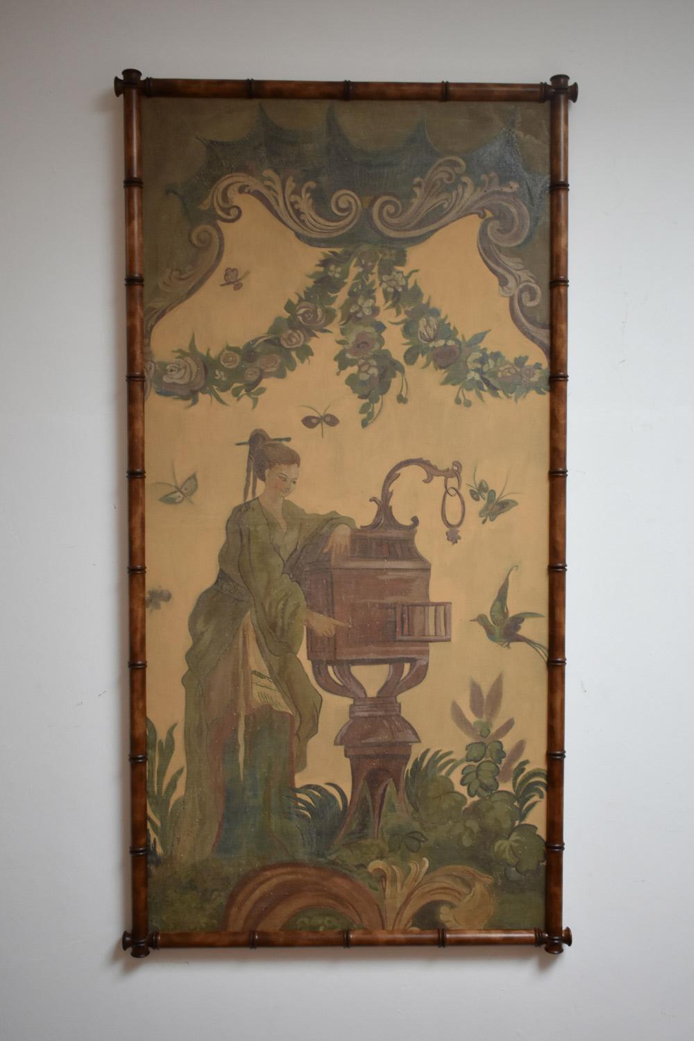 Paire de portraits de décor de théâtre de style chinois, années 1920 Excellent état à Lisboa, PT