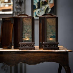 Pareja de faroles de mesa chinos con estuche, c. 1800