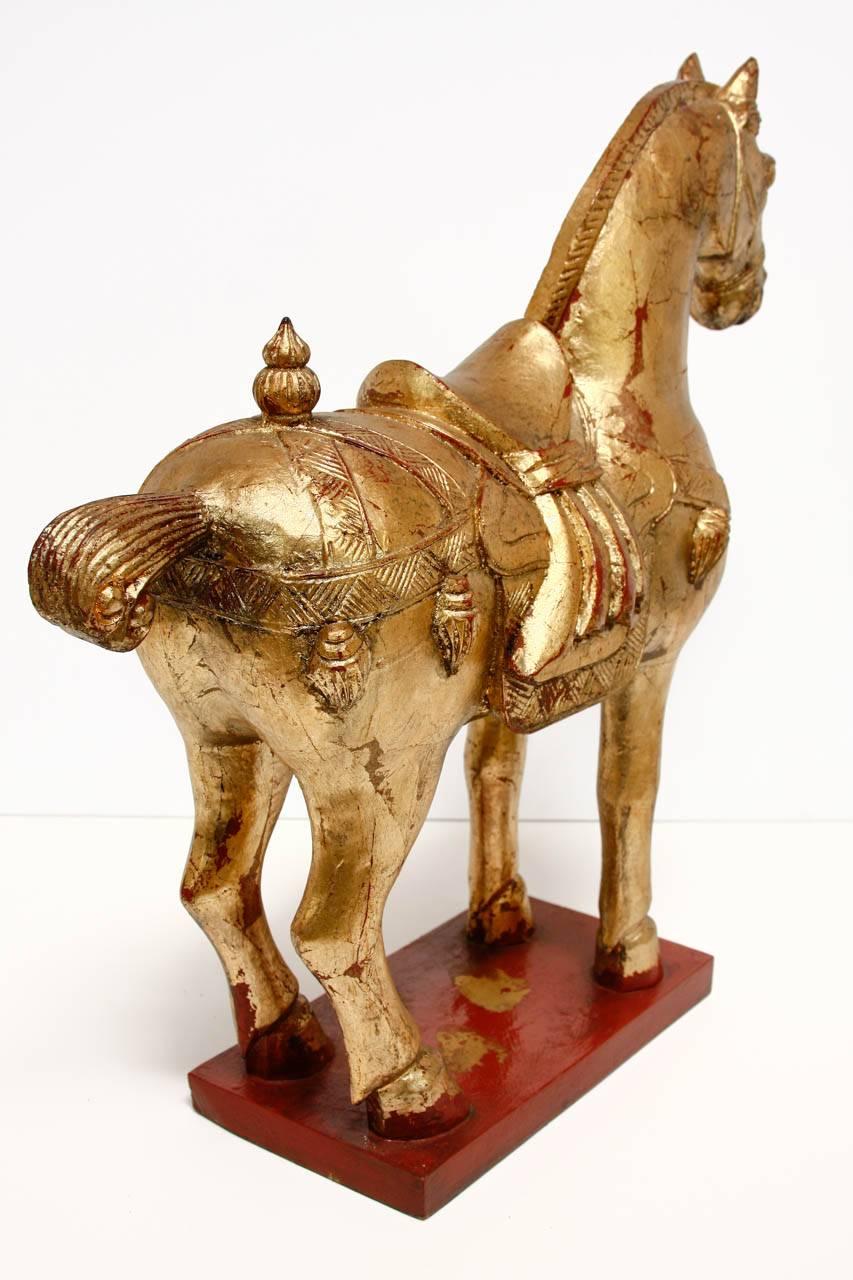 Pair of Chinese Tang Dynasty Style Gilt Horse Sculptures 4