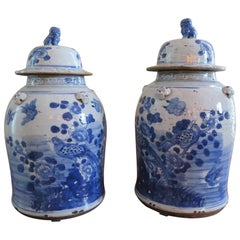 Vintage Pair of Chinese Temple Jars