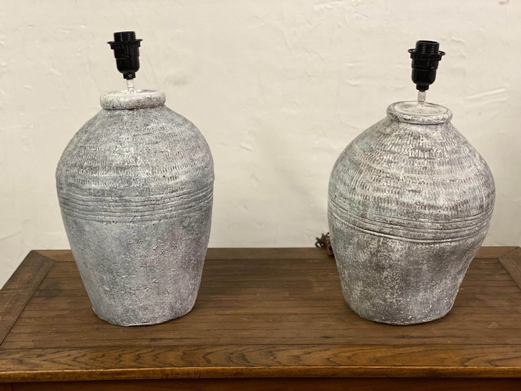 Pair of Chinese Terracotta Jar Lamps 4