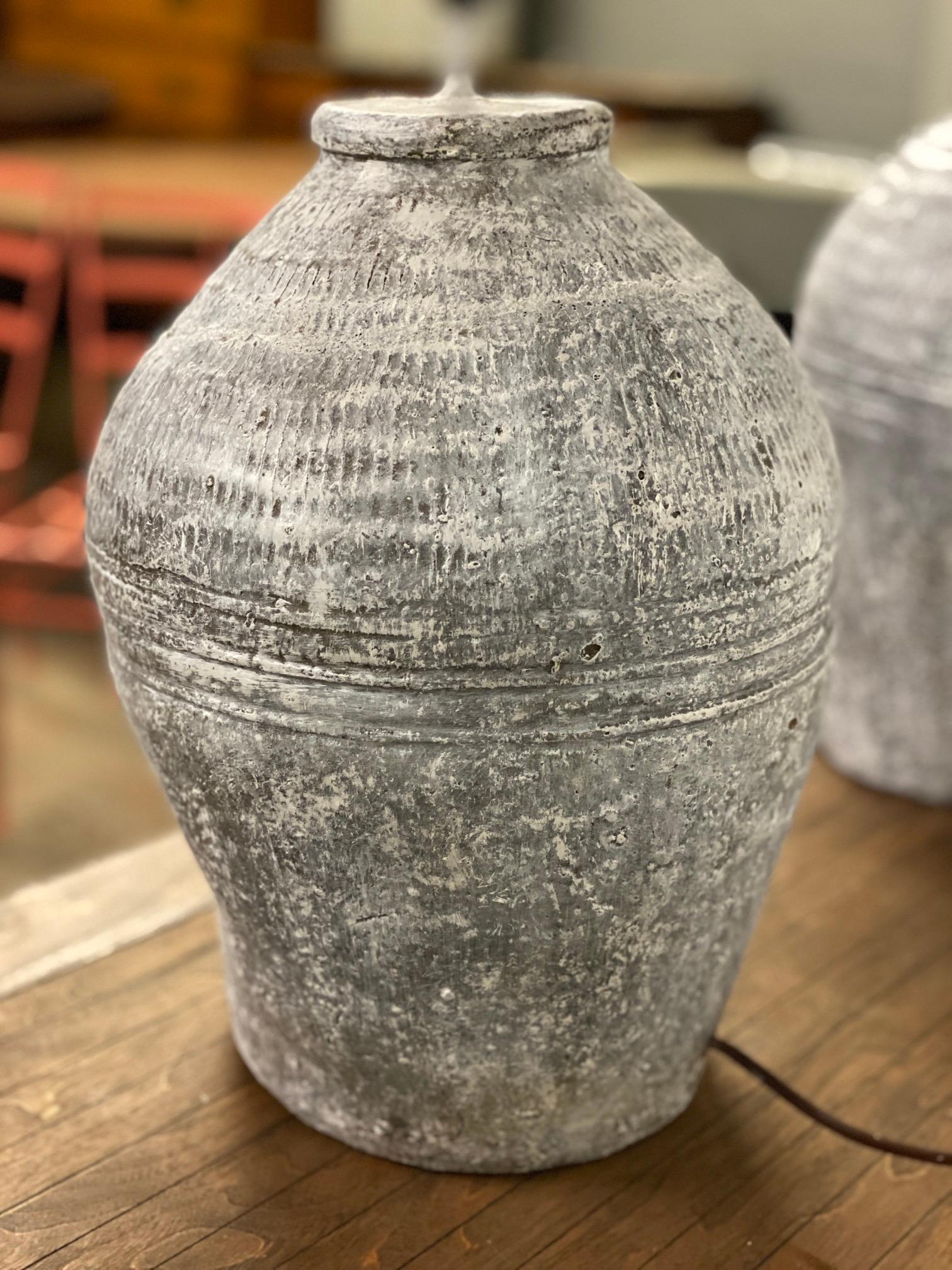 Pair of Chinese Terracotta Jar Lamps 1
