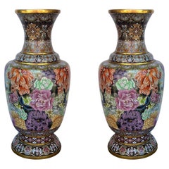 Pair of Chinese Traditional Cloisonné Vases