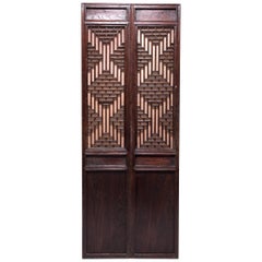 Pair of Chinese Turned Square Courtyard Panels, c. 1850