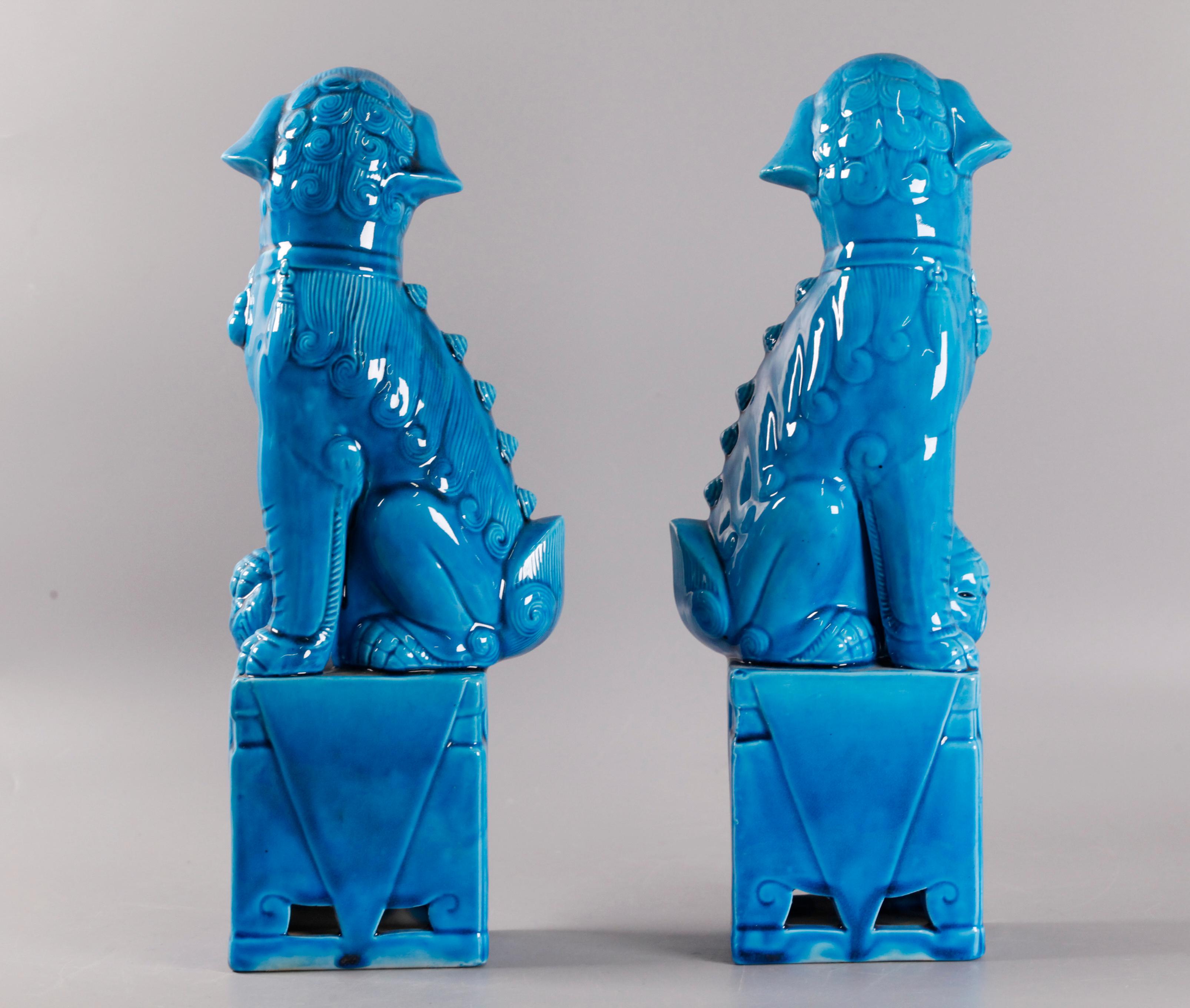 a female and a male foo lion/dog 