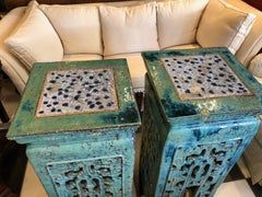 Pair of Chinese Turquoise Stands