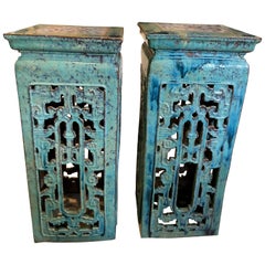 Pair of Chinese Turquoise Stands