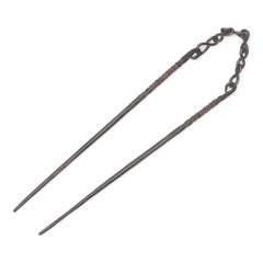 Pair of Chinese Twisted Iron Coal Chopsticks, c. 1900