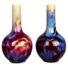 Pair of Chinese Vases with Flambé Glaze, Qing Dynasty