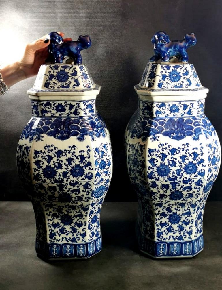 Qing Dinasty Pair of Chinese Vases with Lid  7