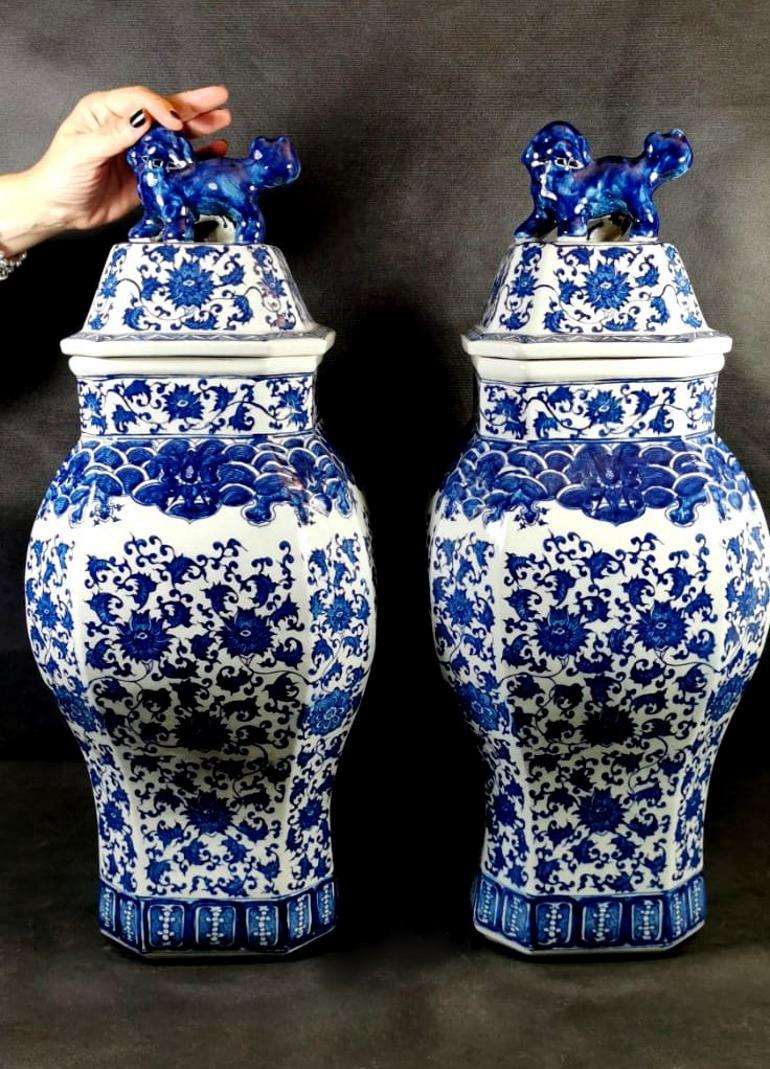 Qing Dinasty Pair of Chinese Vases with Lid  8