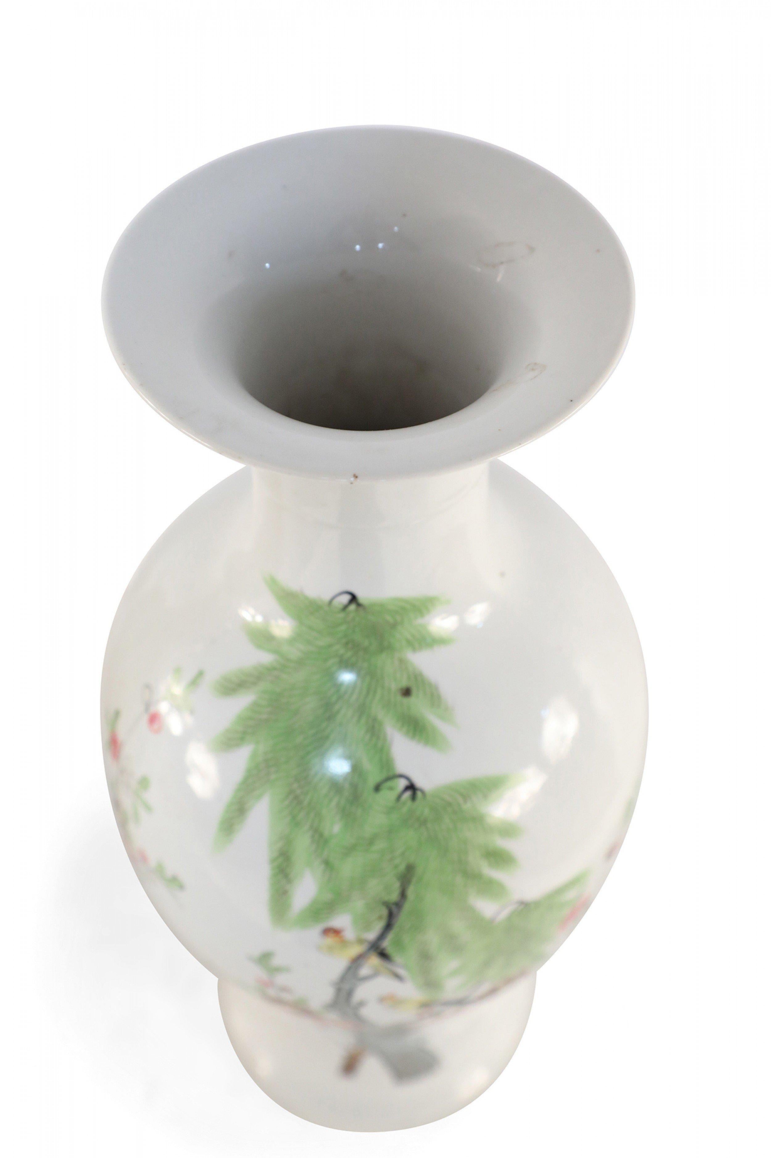 Pair of Chinese White and Cherry Blossom Branch Porcelain Urns For Sale 3