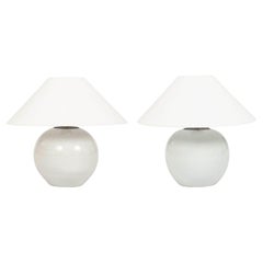 Pareja de lámparas chinas de tarro de jengibre blanco