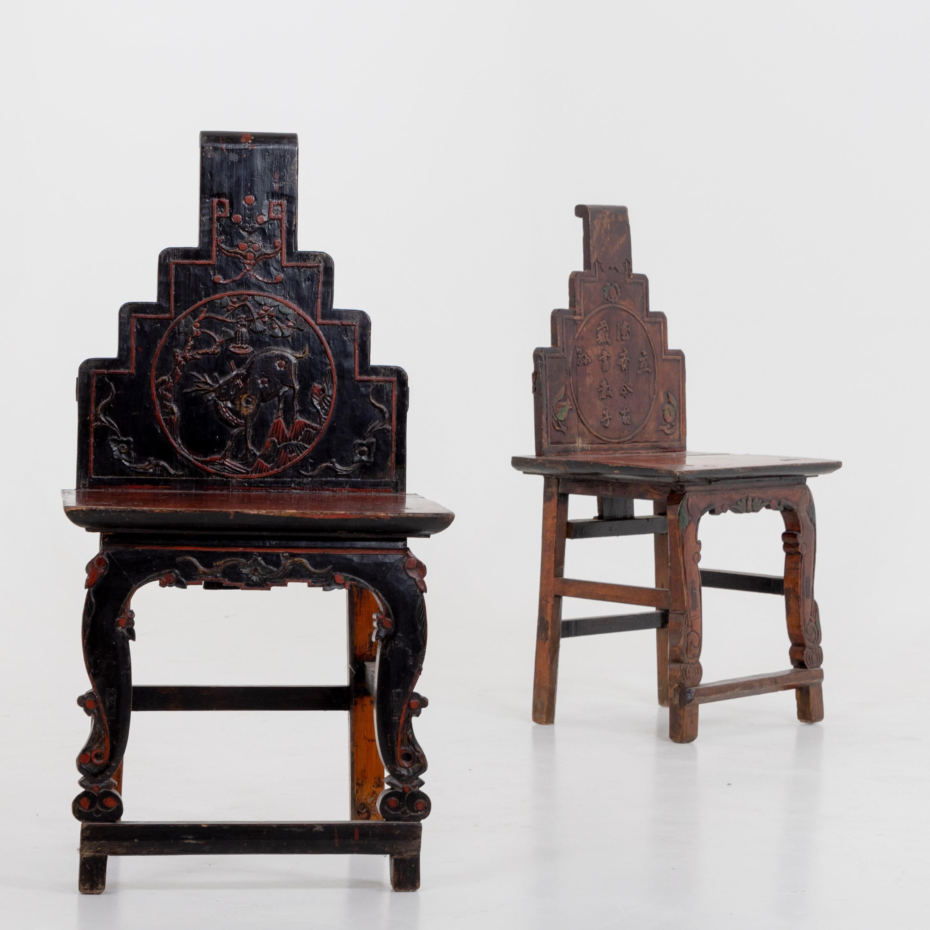 Chinese Export Pair of Chinese Wooden Chairs