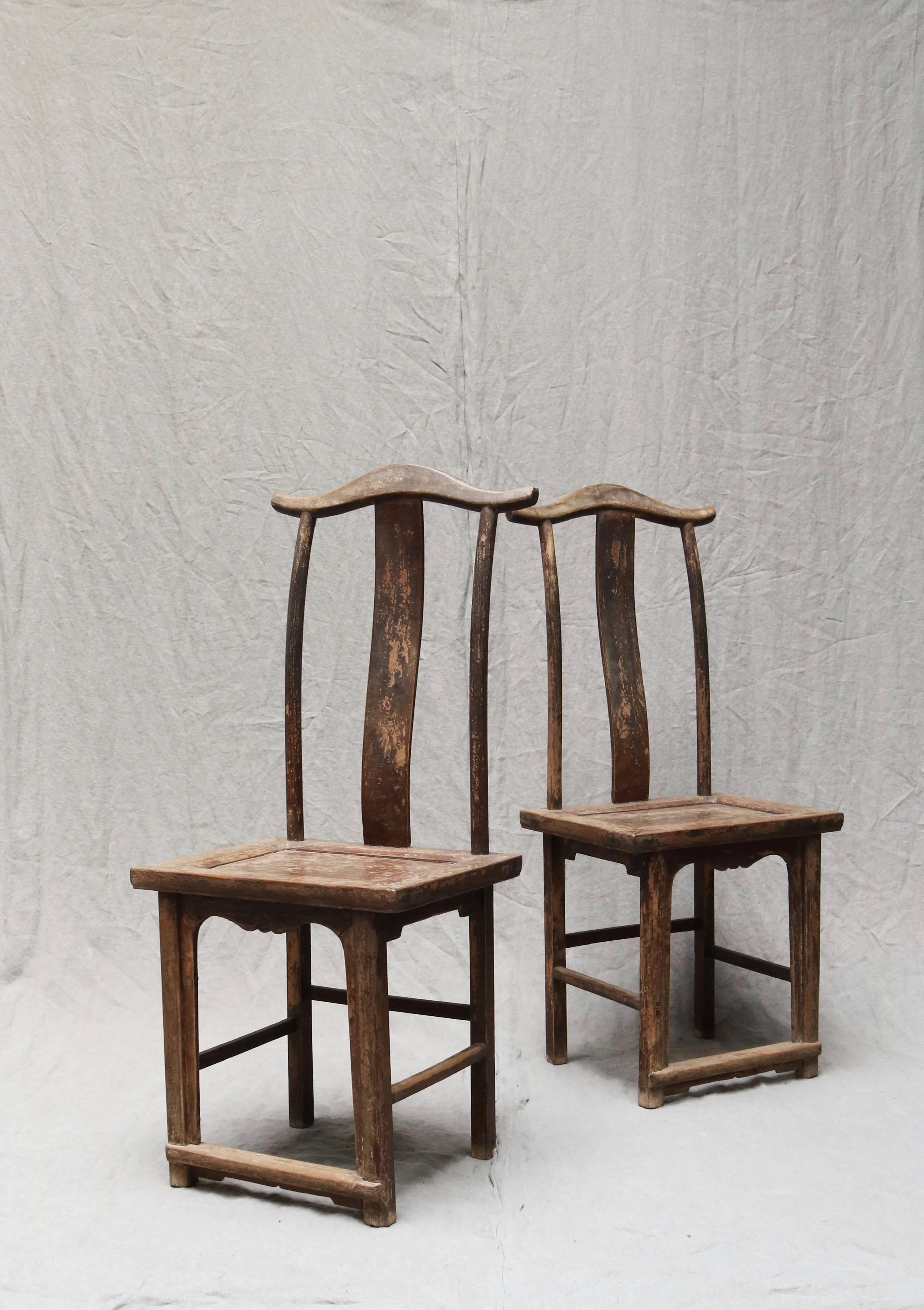 Pair of Chinese Wooden Stool from the Shanxi Province In Excellent Condition For Sale In Copenhagen, DK