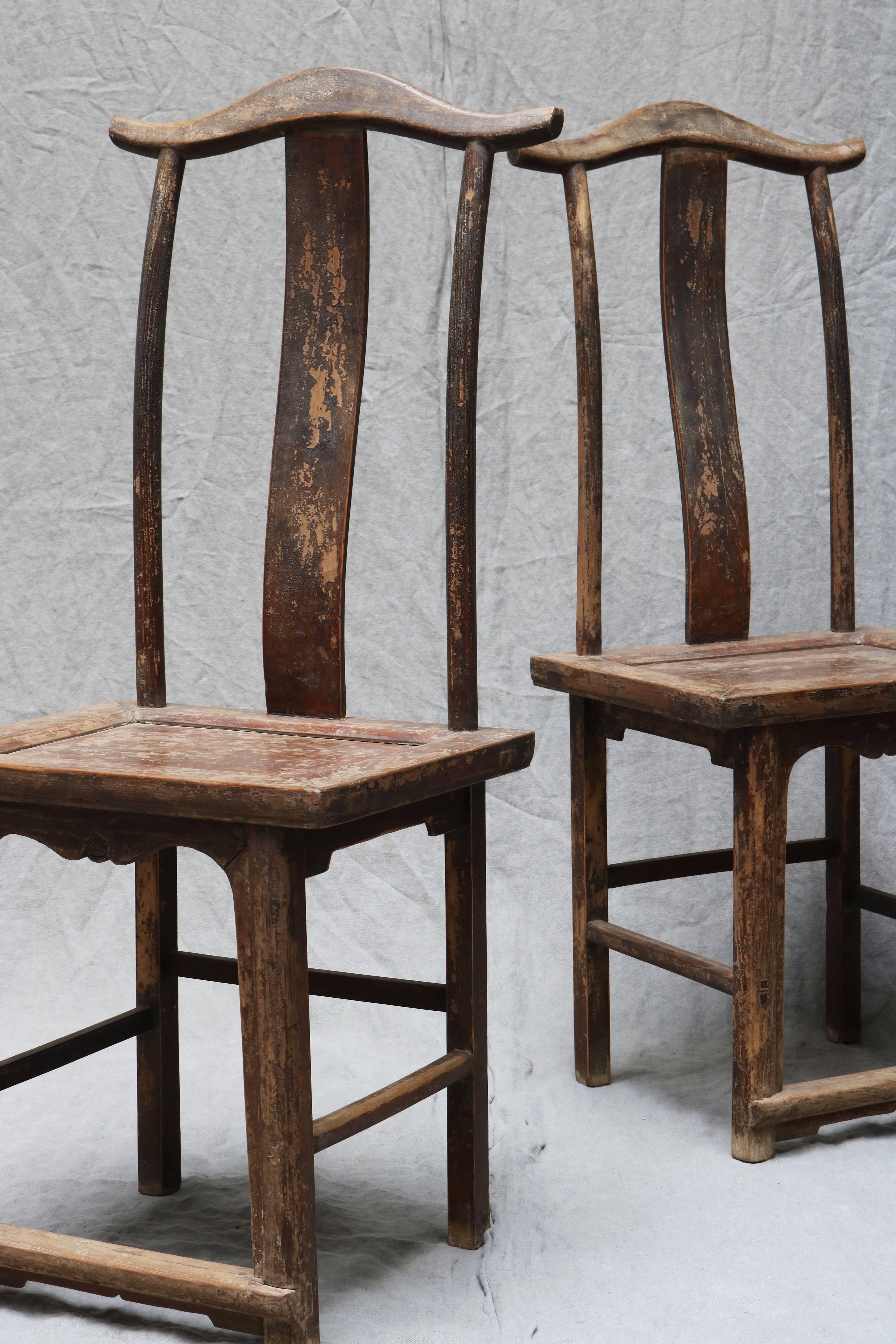 19th Century Pair of Chinese Wooden Stool from the Shanxi Province For Sale