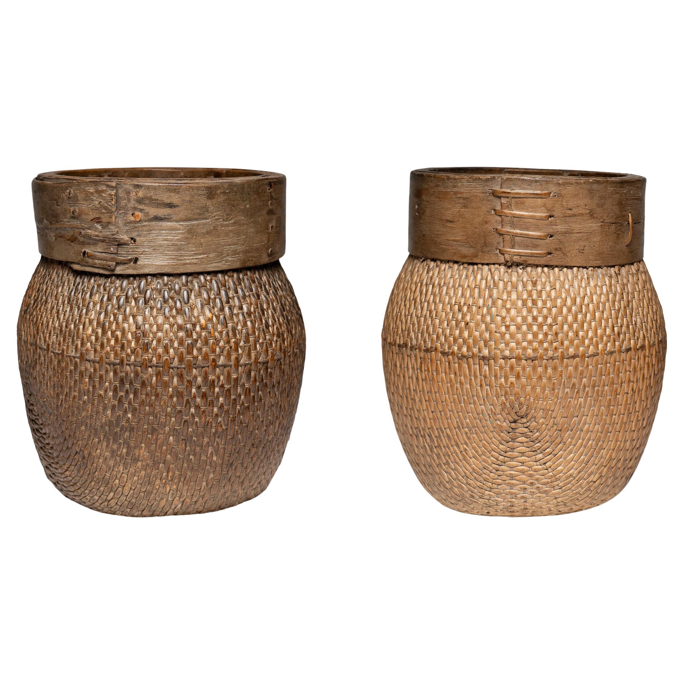 Pair of Chinese Woven River Baskets, circa 1900