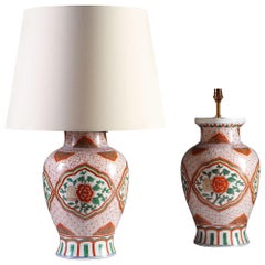 Pair of Chinese Wucai Ginger Jar Porcelain Table Lamps