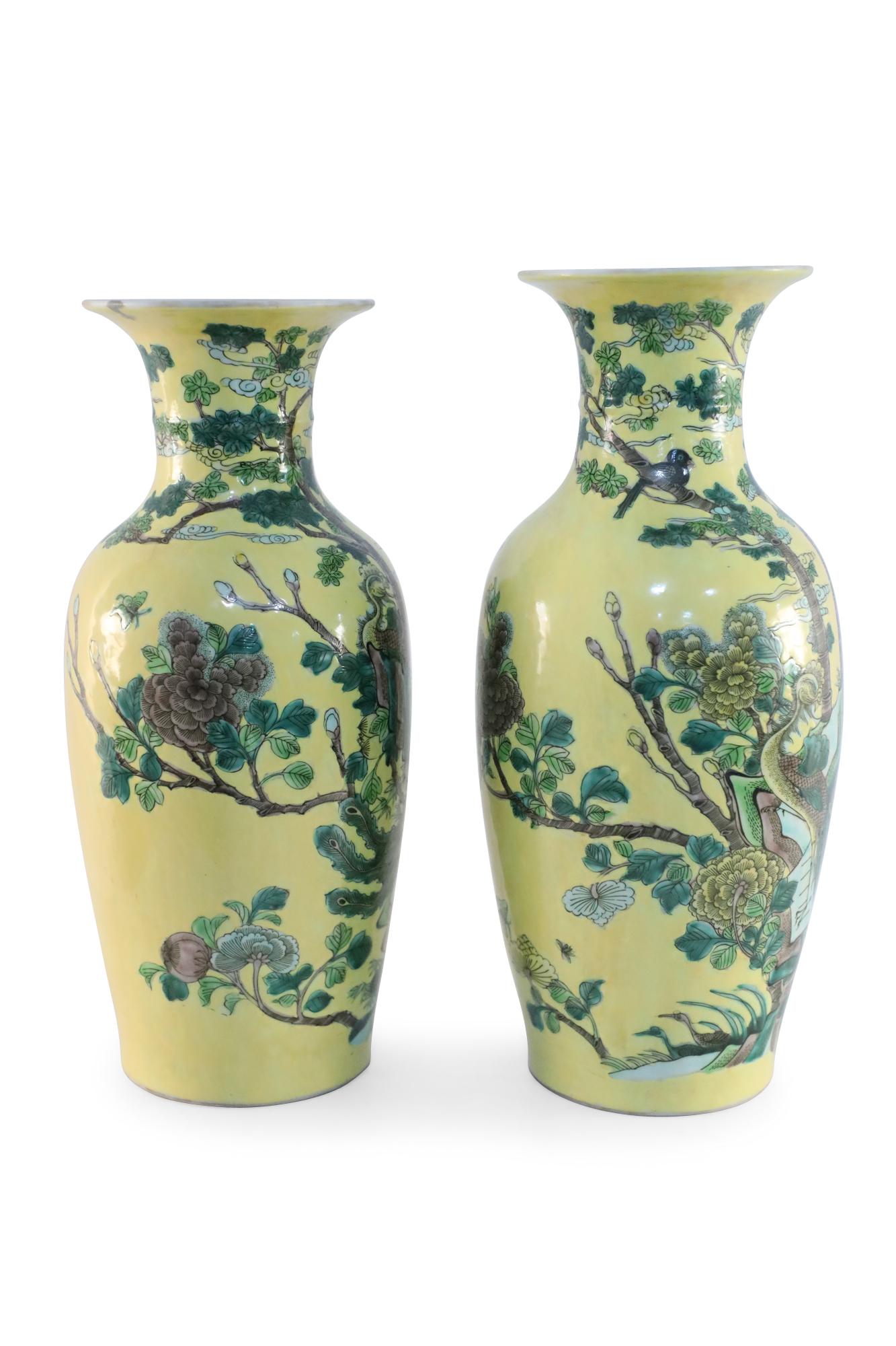 Pair of Chinese Famille Jaune Porcelain Vases In Good Condition In New York, NY