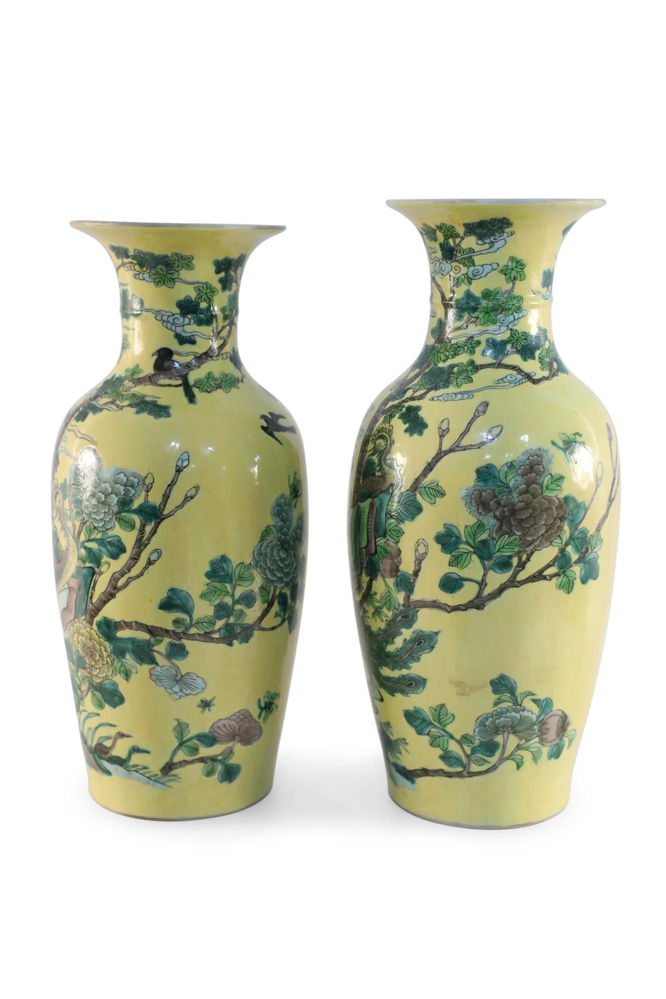 Pair of Chinese Famille Jaune Porcelain Vases 1