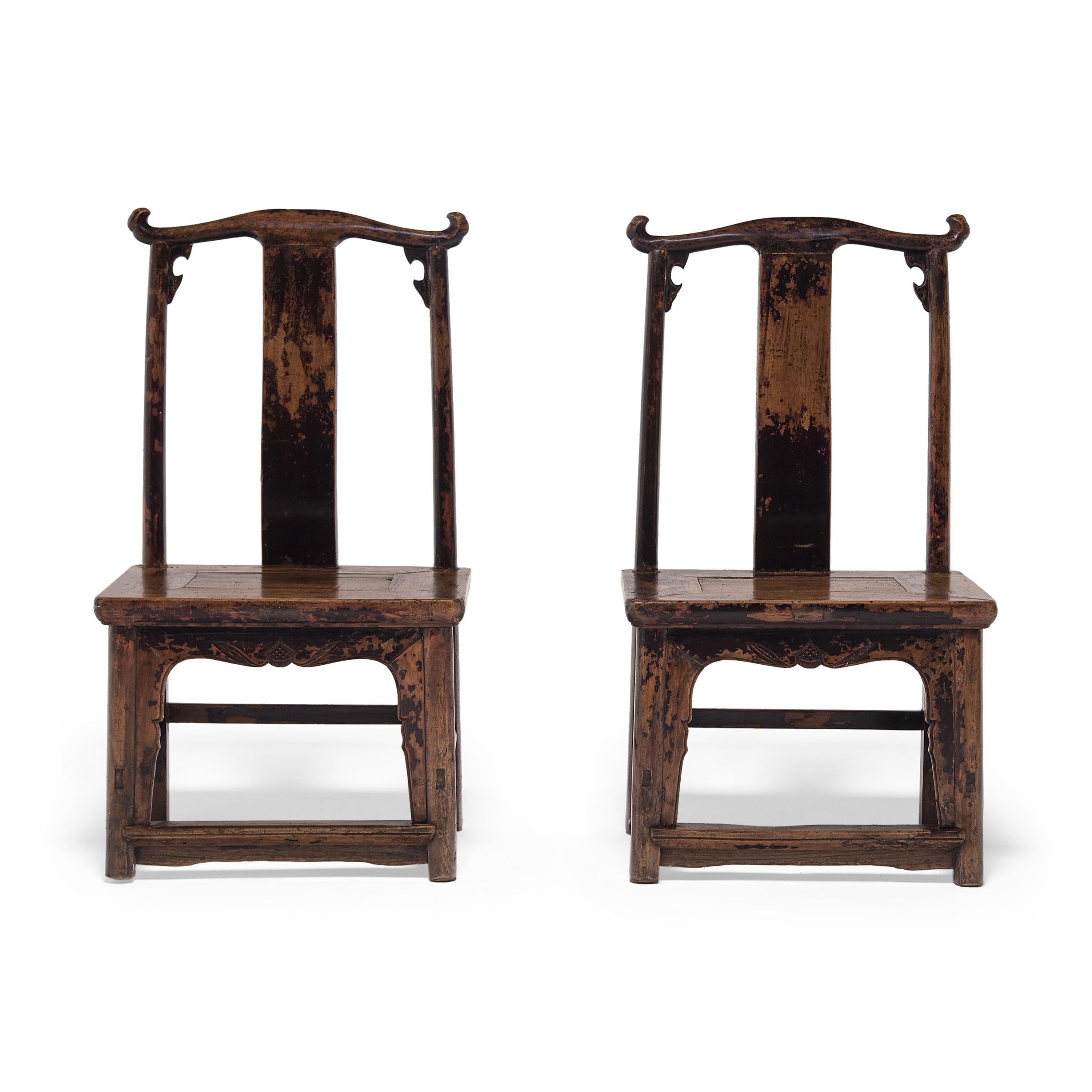 These low children's chairs from northern China are designed in a traditional style known as a 