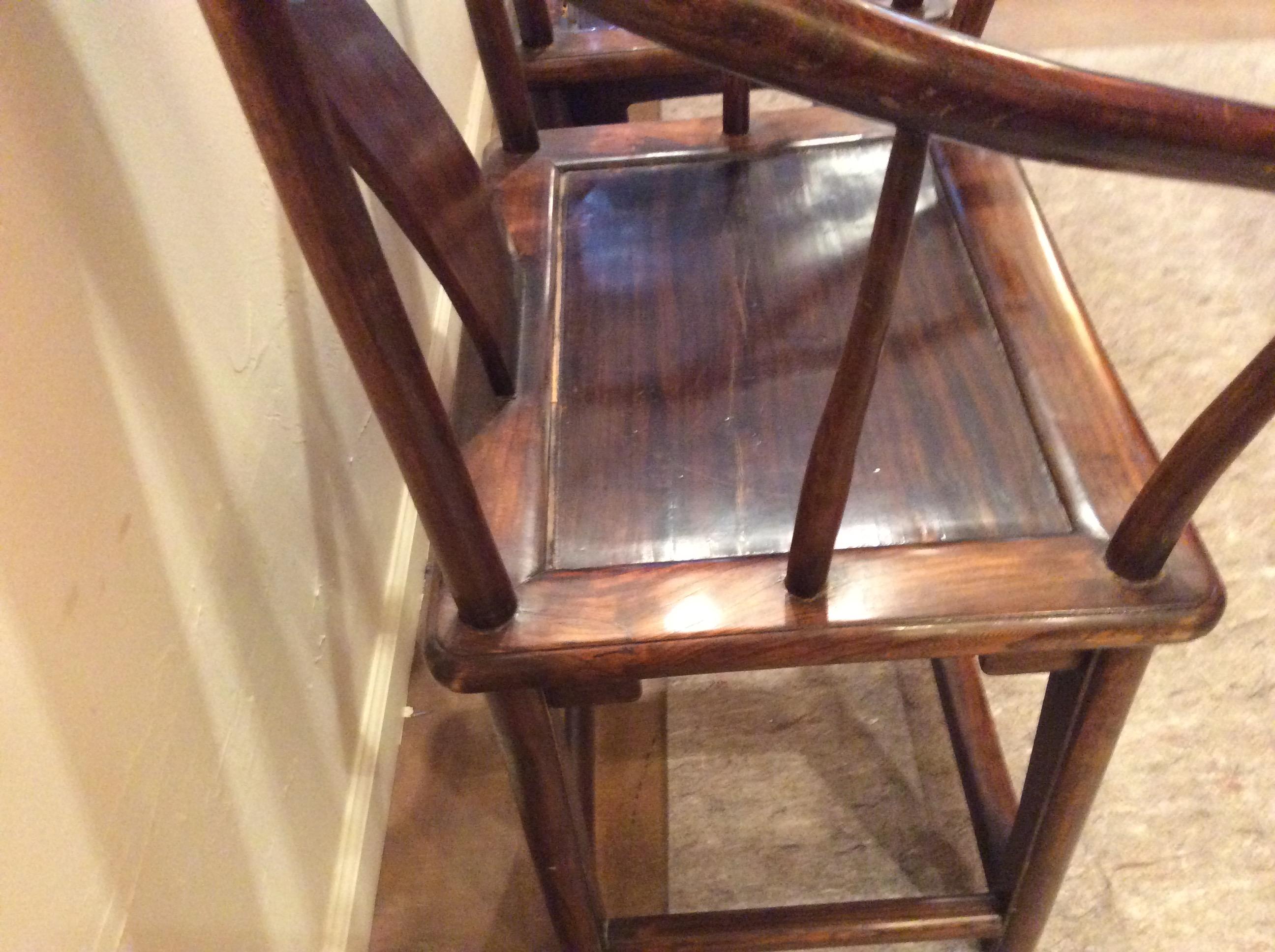 Pair of Ching Era Rosewood Chairs In Good Condition For Sale In Santa Fe, NM