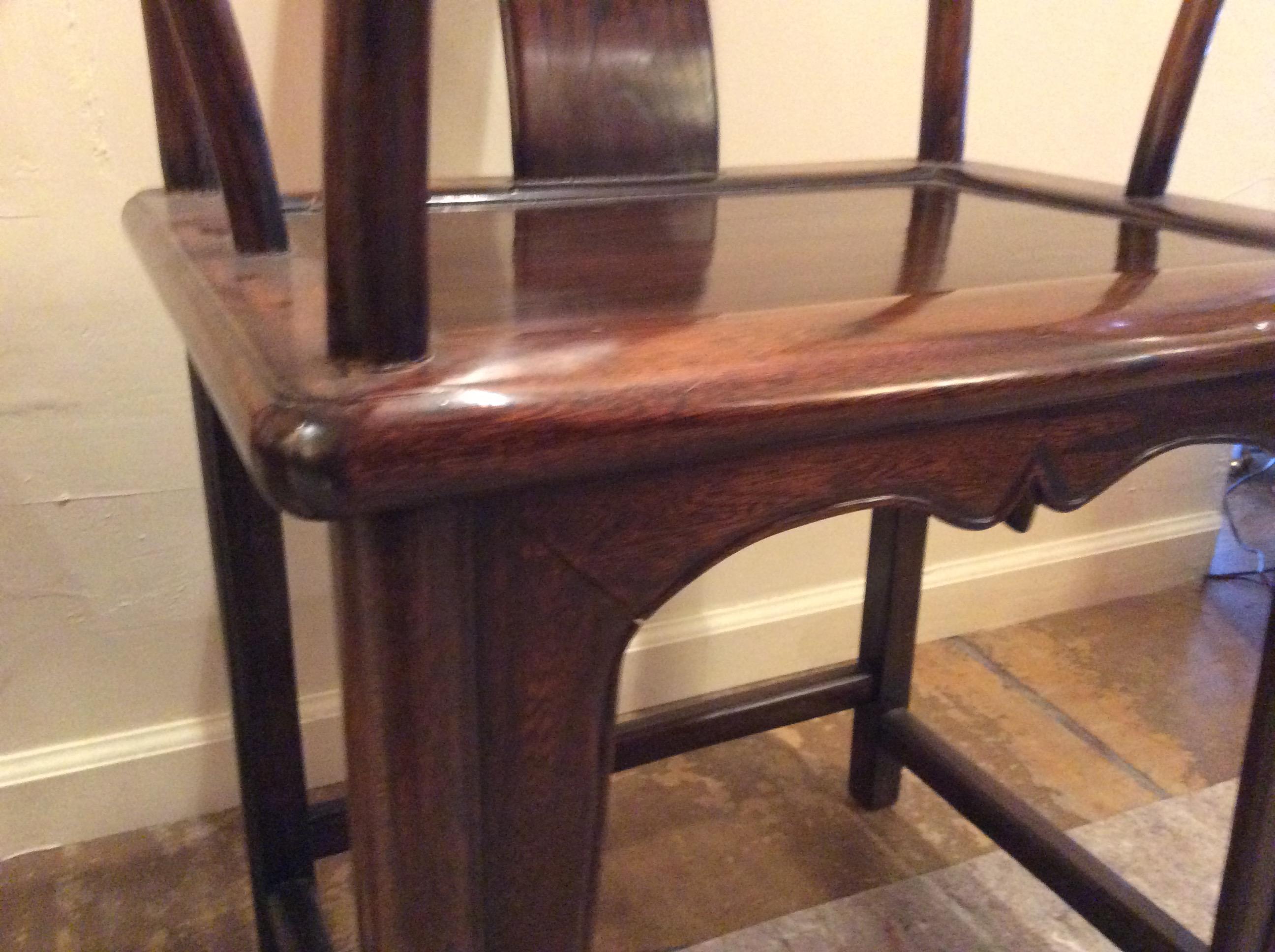 Pair of Ching Era Rosewood Chairs For Sale 1