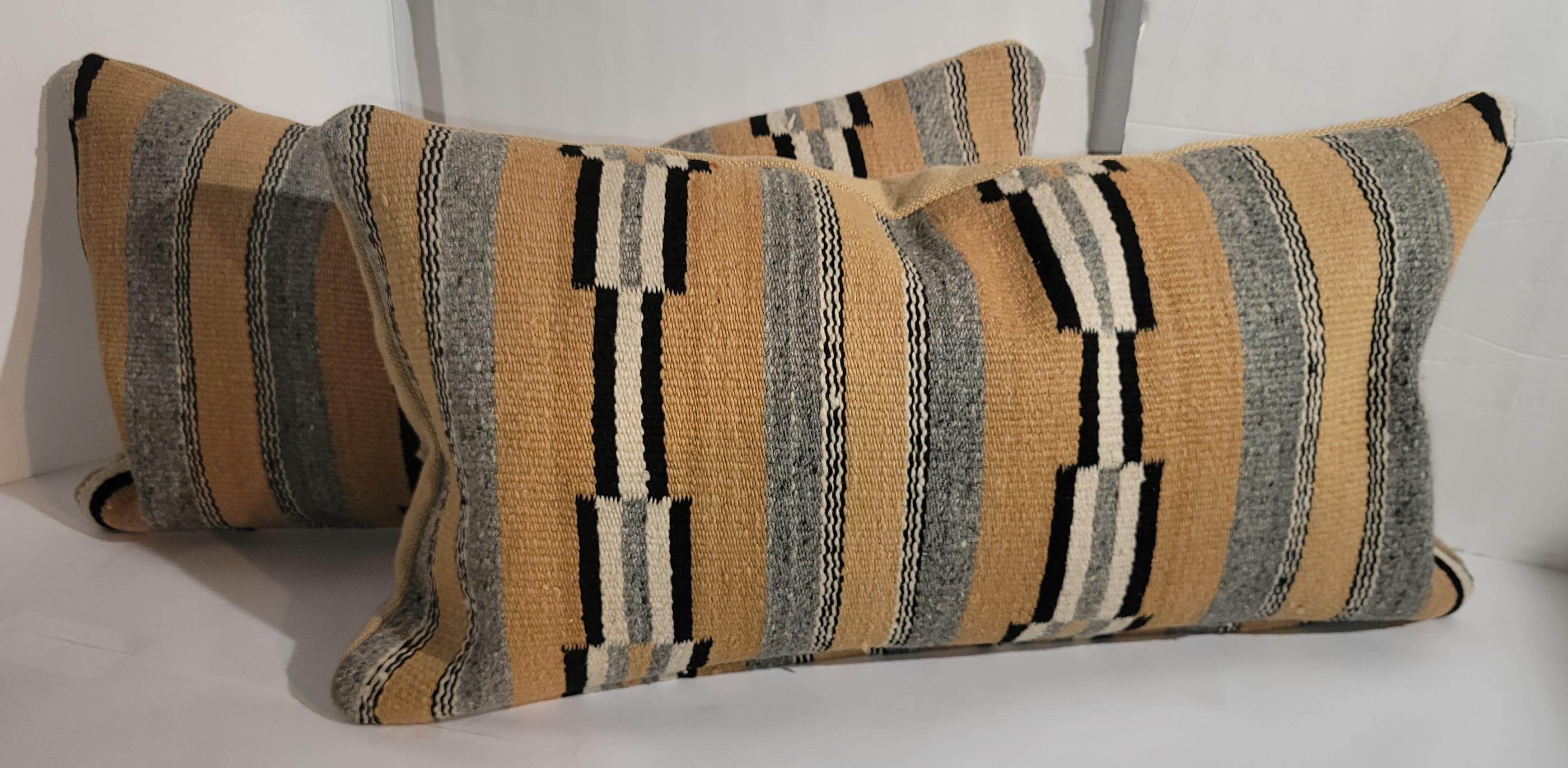 Adirondack Pair of Chinle Navajo Indian Weaving Bolster Pillows -2 For Sale